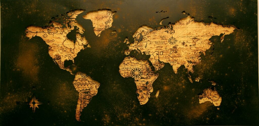 pexels-photo-592753-592753 A detailed vintage map showcasing global geography with an old paper texture.